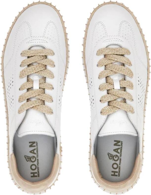 Hogan Witte Leren Sneakers met Geperforeerd H-Detail White Dames