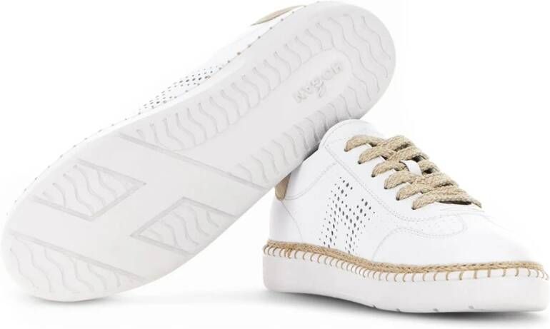 Hogan Witte Leren Sneakers met Geperforeerd H-Detail White Dames