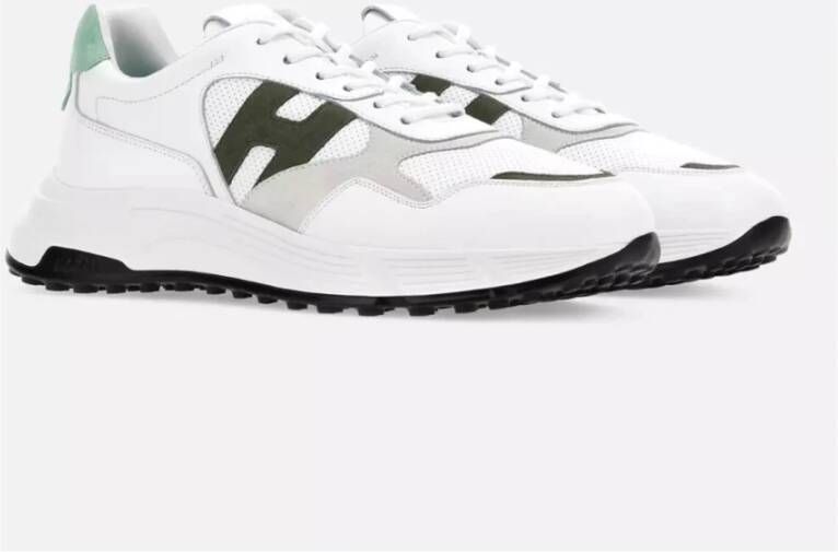 Hogan Witte leren sneakers met groene accenten
