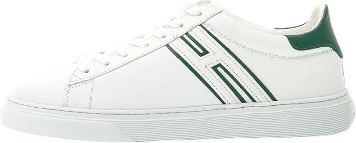 Hogan Witte Leren Sneakers met Groene Details White Heren