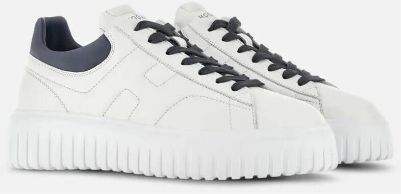 Hogan Witte leren sneakers met H-strepen White Dames