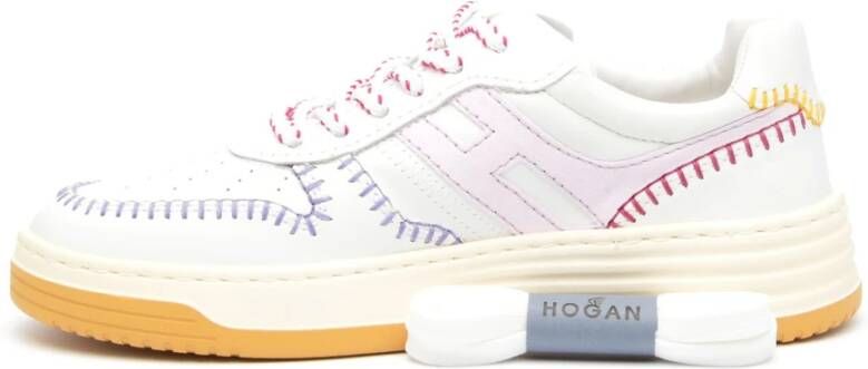 Hogan Witte leren sneakers met lila suède Multicolor Dames
