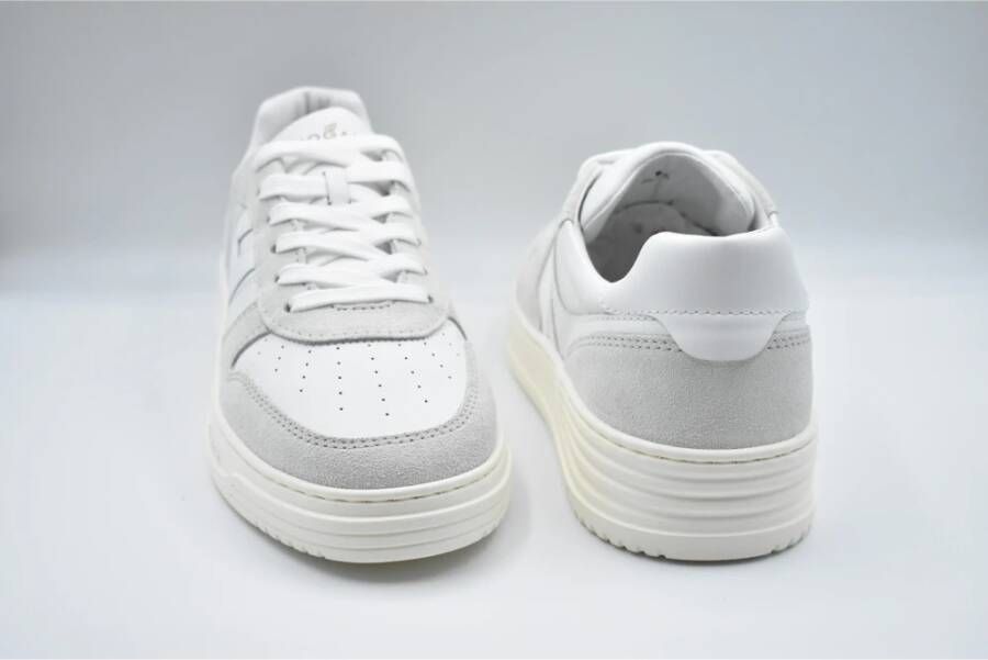 Hogan Witte leren sneakers met suède inzetstukken