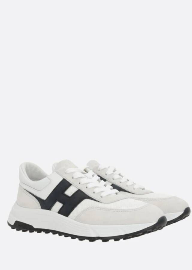 Hogan Witte leren sneakers met suède inzetstukken