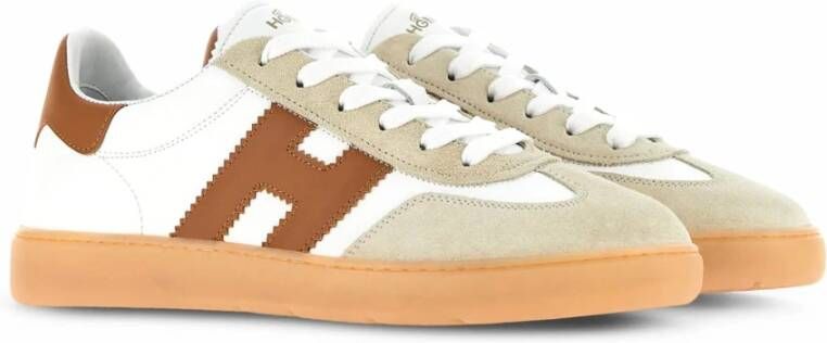 Hogan Witte leren sneakers met suède inzetten Multicolor Heren
