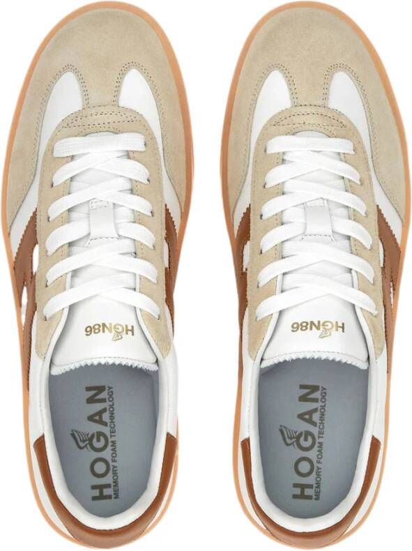 Hogan Witte leren sneakers met suède inzetten Multicolor Heren