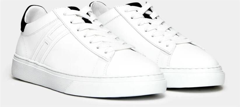 Hogan Witte Leren Sneakers met Zwarte Details White Heren