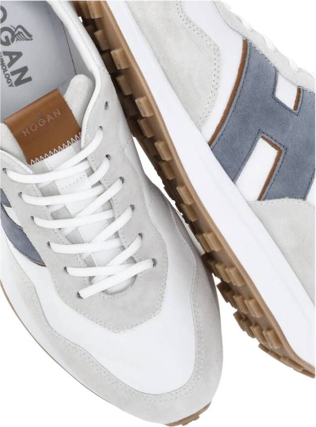 Hogan Witte Leren Sneakers Ronde Neus White Heren