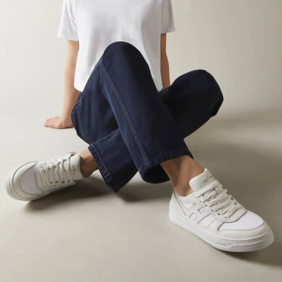 Hogan Witte Leren Sneakers White Dames