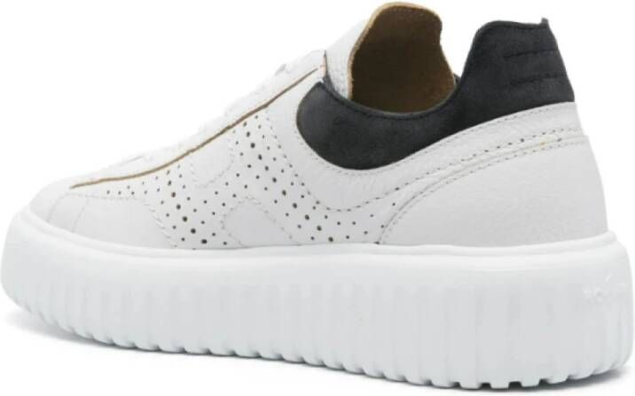 Hogan Witte Sneakers met Blauwe Suède Inzet