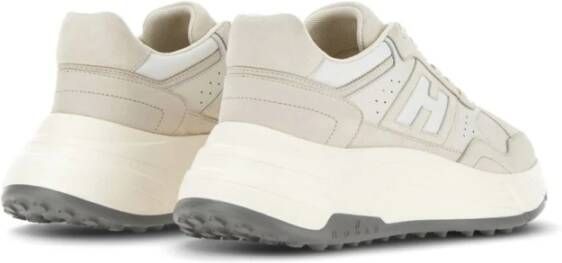 Hogan Beige Leder Sneakers met Gegraveerd Logo Beige Dames