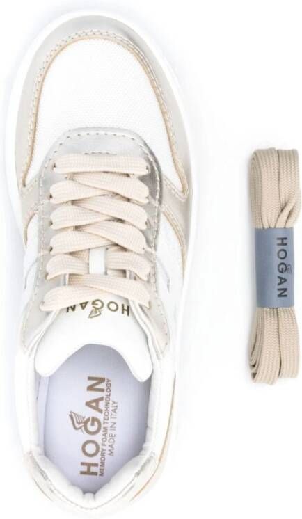 Hogan Zilveren Sneakers met Metallic Logo Patch Gray Dames