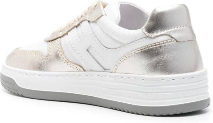 Hogan Zilveren Sneakers met Metallic Logo Patch Gray Dames