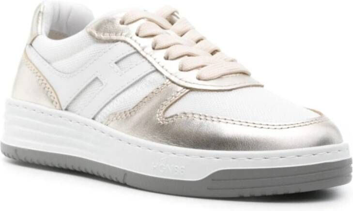 Hogan Zilveren Sneakers met Metallic Logo Patch Gray Dames