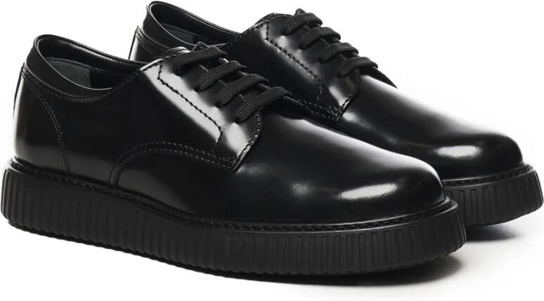 Hogan Zwarte Derby Platte Schoenen Black Heren