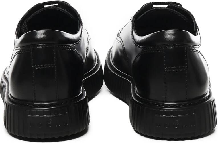 Hogan Zwarte Derby Platte Schoenen Black Heren