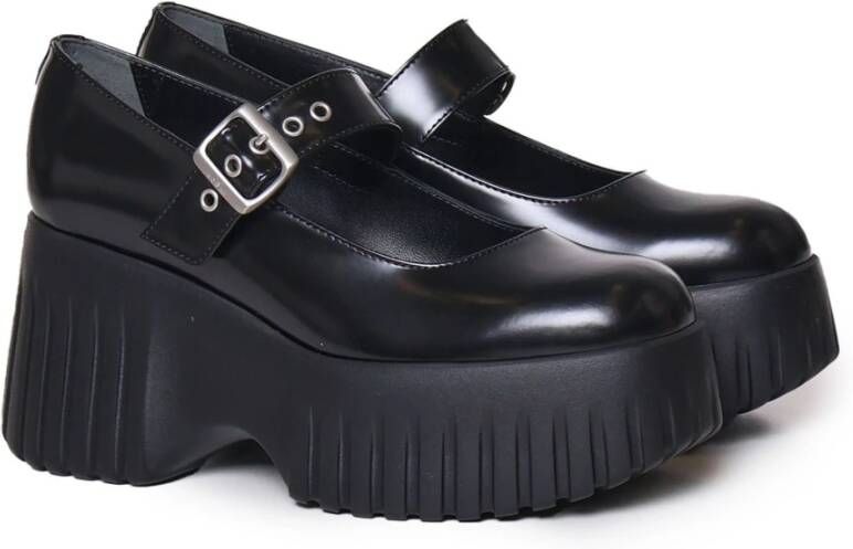 Hogan Zwarte leren Brogue Mary Jane Sneakers Black Dames