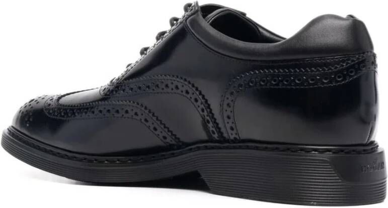 Hogan Zwarte Leren Brogue Schoenen met Memory Foam