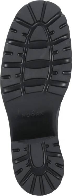 Hogan Zwarte Leren Loafers met Metalen Logo Accessoire Black Dames