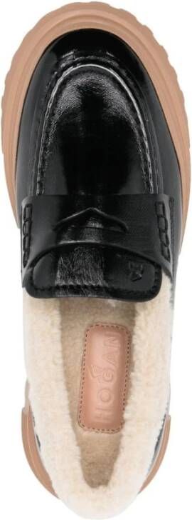 Hogan Zwarte leren loafers voor een casual stijl