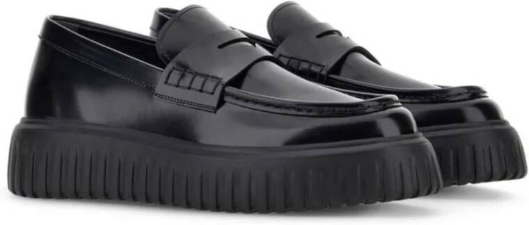 Hogan Zwarte Leren Slip-On Sneakers Black Heren