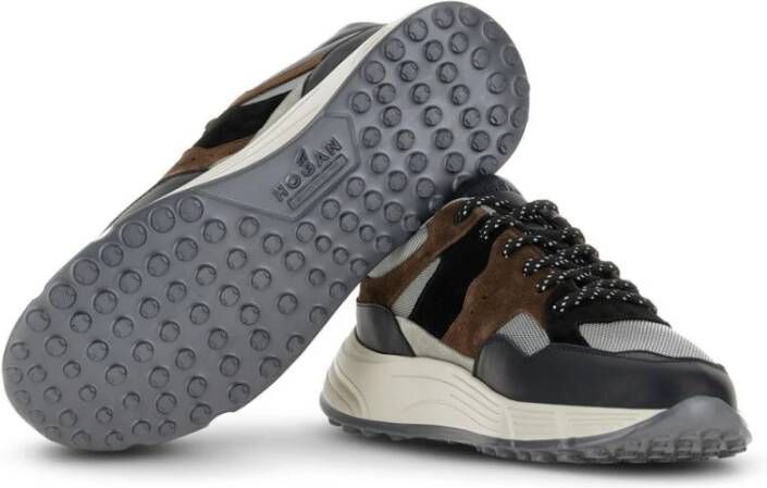 Hogan Zwarte leren sneaker met hyper zool