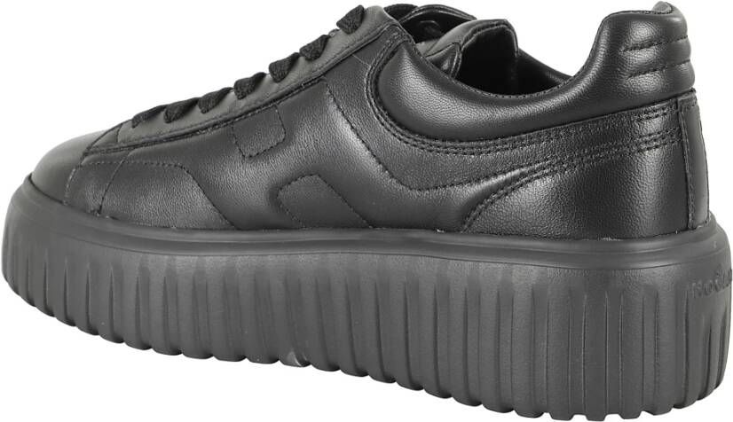 Hogan Zwarte leren sneakers met H-strepen