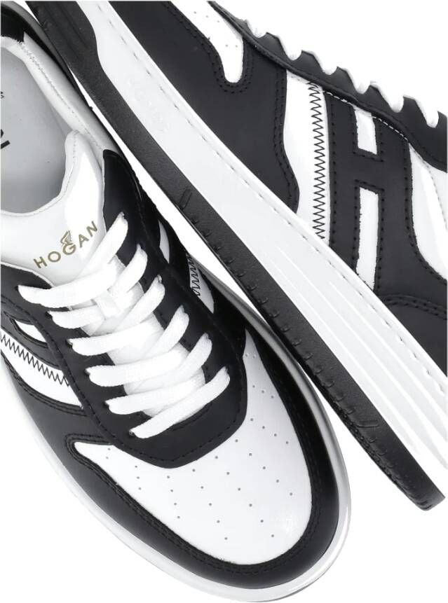 Hogan Zwarte Leren Sneakers met Iconische Zij H