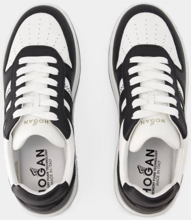 Hogan Zwarte leren sneakers met veters bovenaan White Heren