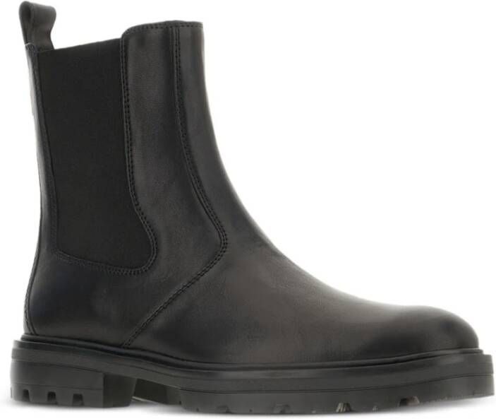 Hogan Zwarte platte elastische leren schoenen