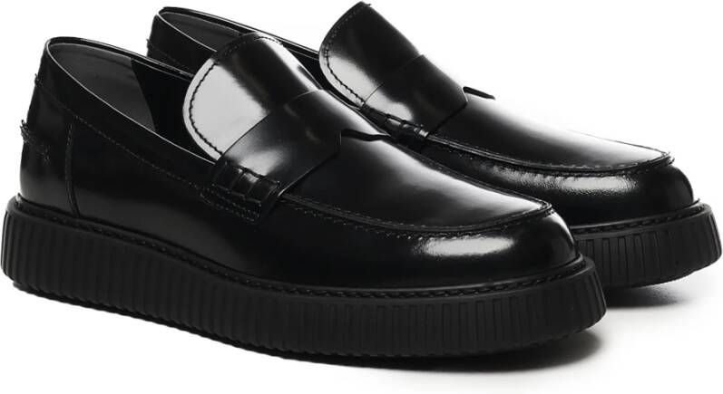 Hogan Zwarte platte mocassinschoenen Black Heren
