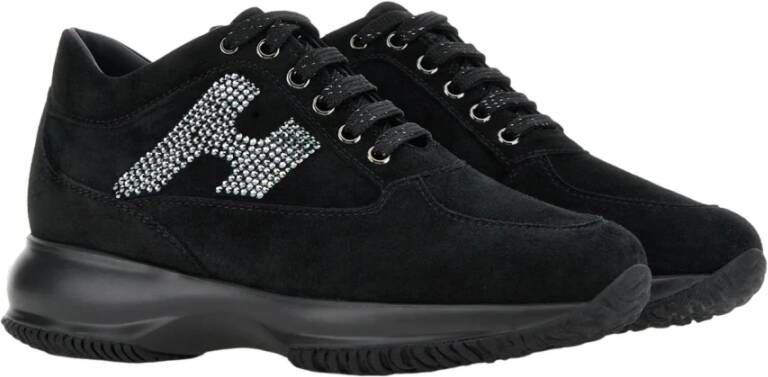 Hogan Zwarte Suède Interactieve Sneakers Black Dames