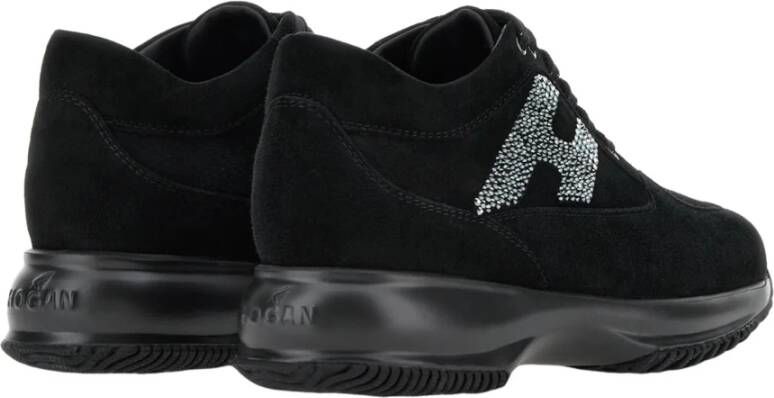 Hogan Zwarte Suède Interactieve Sneakers Black Dames