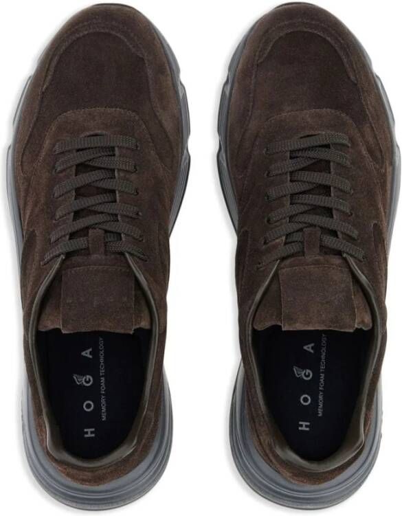 Hogan Zwarte Suède Plateauschoenen met Chunky Zool Brown Heren