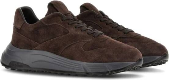 Hogan Zwarte Suède Plateauschoenen met Chunky Zool Brown Heren
