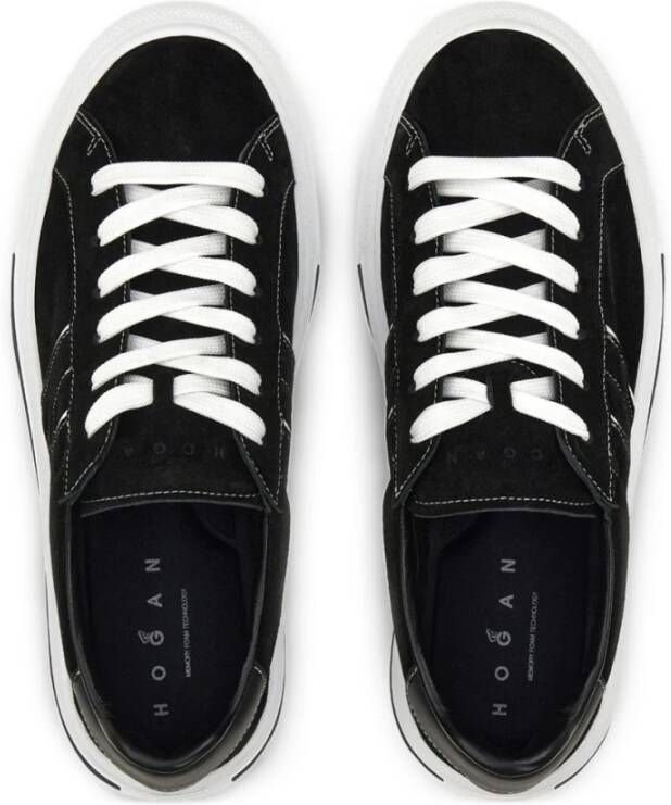 Hogan Zwarte Veterschoenen met Platte Zool