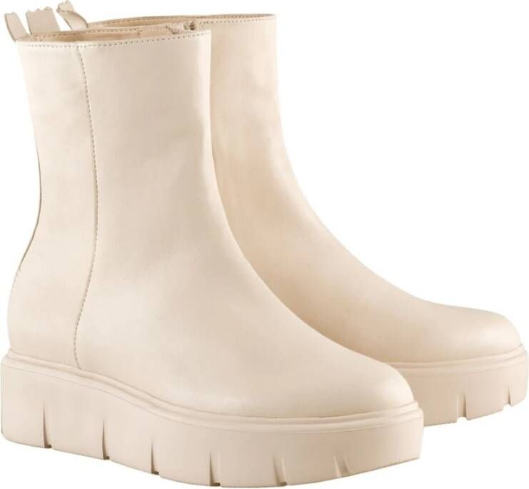 Högl Stijlvolle Beige Leren Enkellaarzen Beige Dames