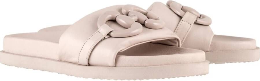 Högl Comfortabele Leren Sliders voor Dames Beige Dames