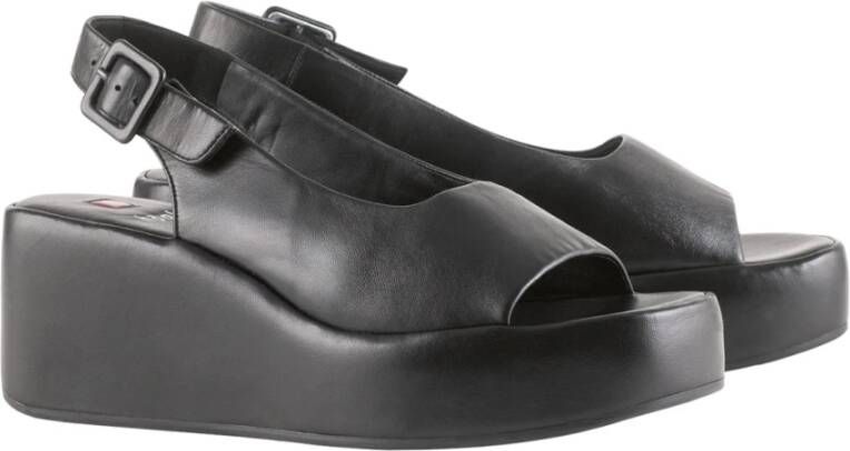 Högl Zwarte platte sandalen Loulou stijl Black Dames