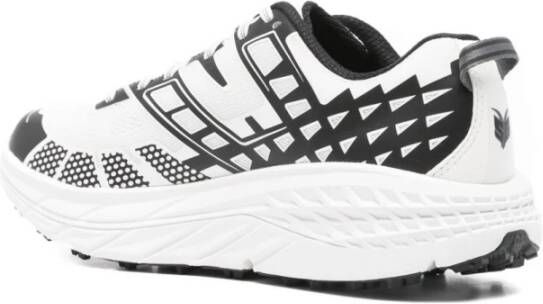 Hoka One Geometrische Witte Sneakers Laag Ontwerp