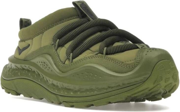 Hoka One Groene Sneakers met Inzetontwerp