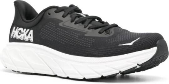 Hoka One Zwarte Gebreide Sneakers met Reflecterende Details Black Heren