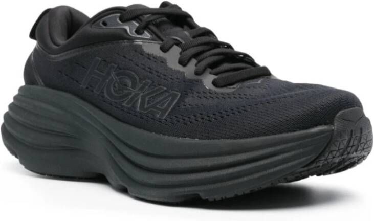 Hoka One Zwarte Logo-Geëmbosseerde Sneakers met Mesh-Detailing Black Dames