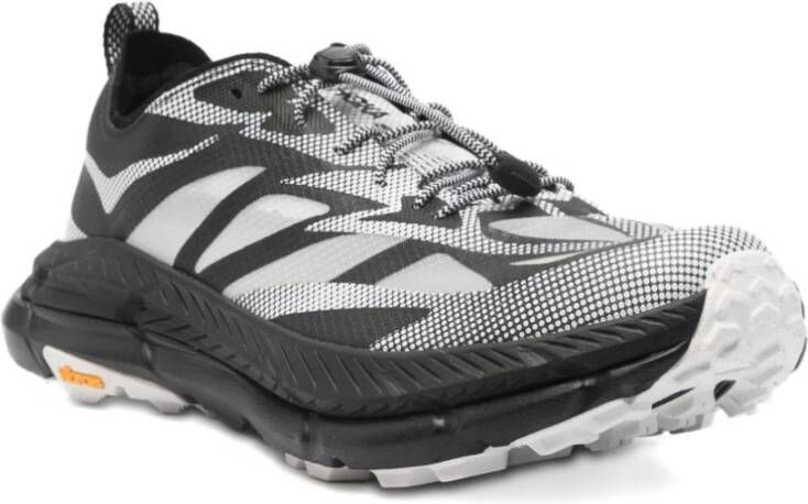 Hoka One Zwarte Sneakers met Witte Mesh Panelen