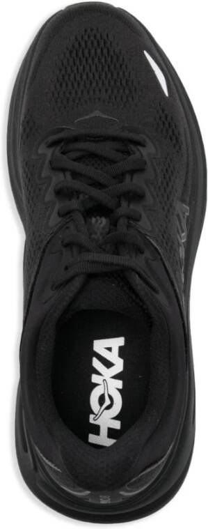 Hoka One Zwarte Veterschoenen Rubberen Zool