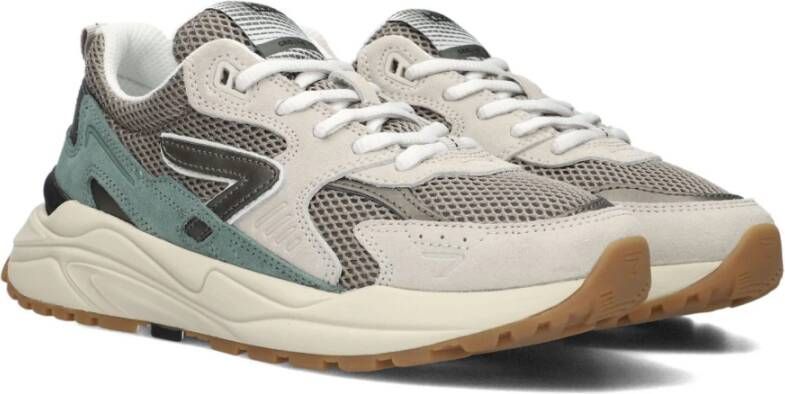 Hub Grijze Suède Lage Sneakers Grid Multicolor Dames