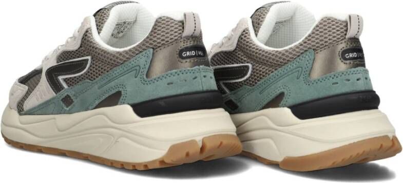 Hub Grijze Suède Lage Sneakers Grid Multicolor Dames