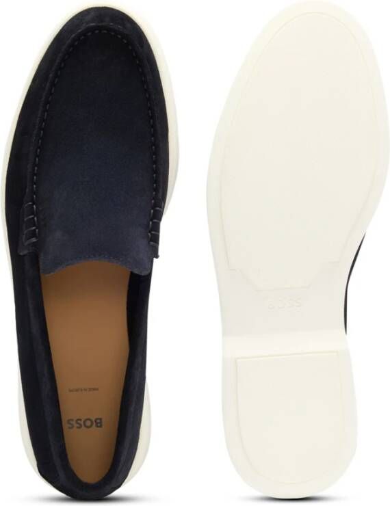 Hugo Blauwe Leren Loafers Elegante Stijl