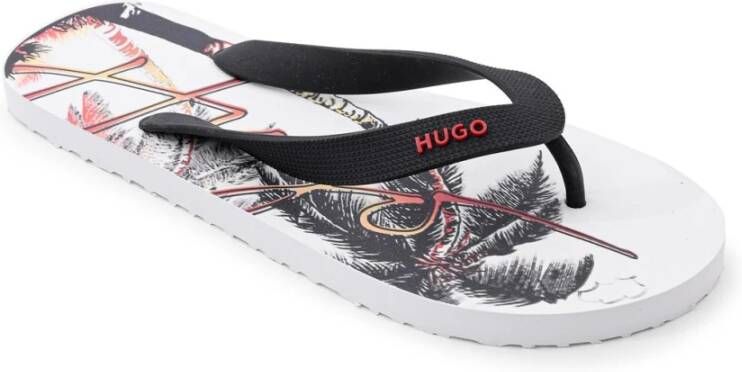 Hugo Boss Beige Palm Print Flip Flops Multicolor Heren