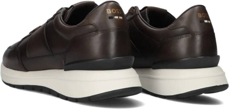 BOSS Lage Sneakers Heren Jace Runn Maat: 41 Materiaal: Leer Kleur: Bruin - Foto 3